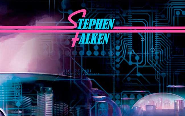 portfolio graphisme futuriste science fiction et logo du vinyl de stephen falken