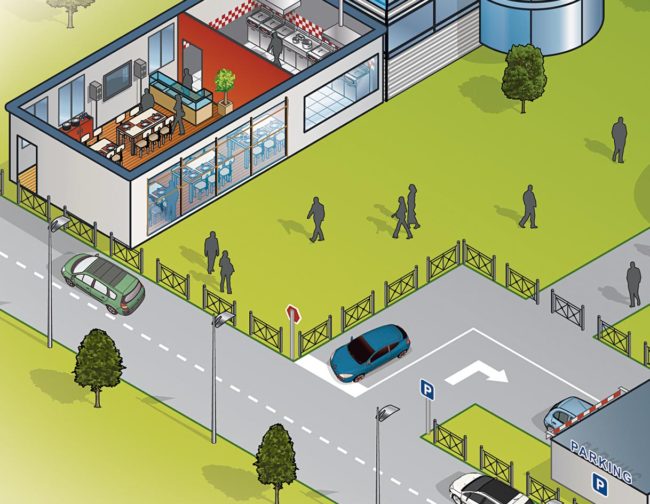 illustration en perspective isometrique vue des personnes dans la rue