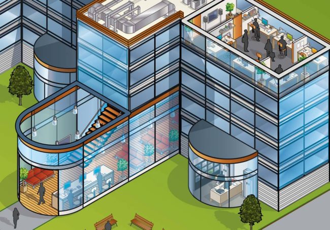 illustration en perspective isometrique d'une façade himmeuble