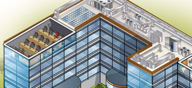 illustration en perspective isometrique d'un toit