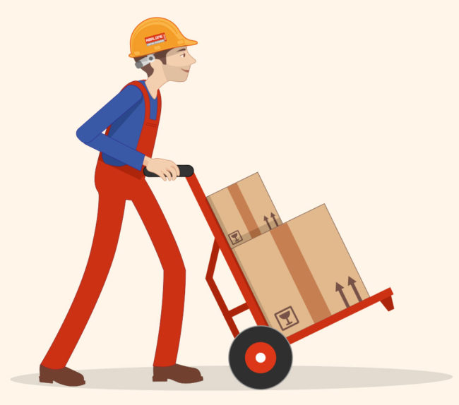dessin en flat design d'un manutentionnaire pour logistique