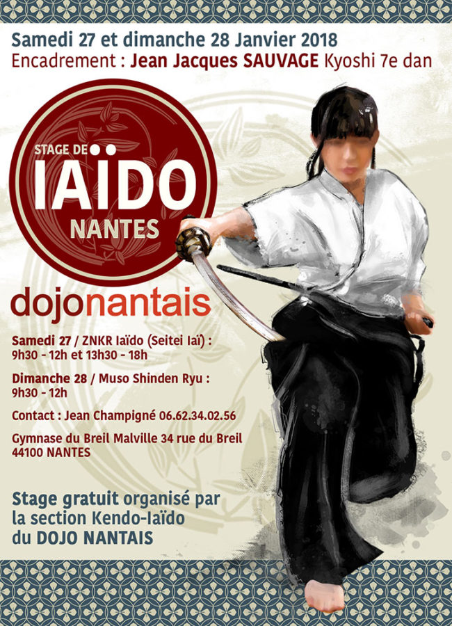 design d'une affiche de stage de Iaïdo à nantes