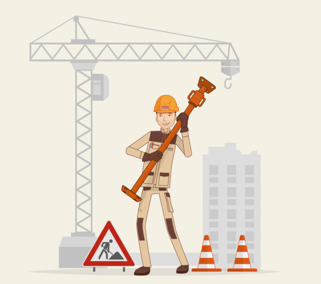 illustration vectorielle pour le BTP d'un homme qui travaille dans un chantier