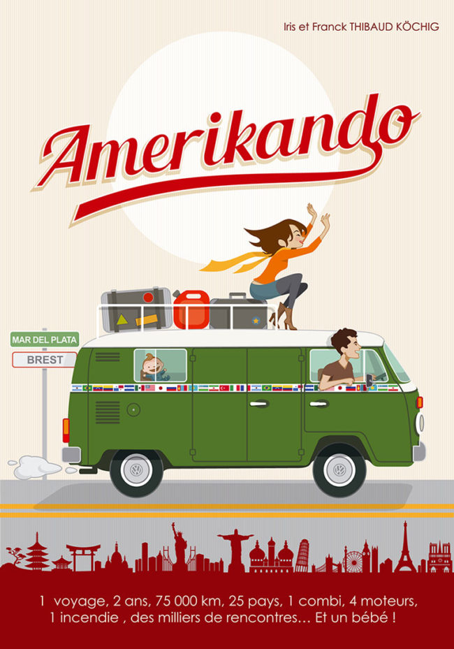 couverture d'un livre de voyage avec un combi volkswagen