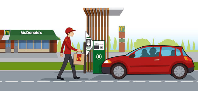 illustration en flat design pour mac drive de mc donald's