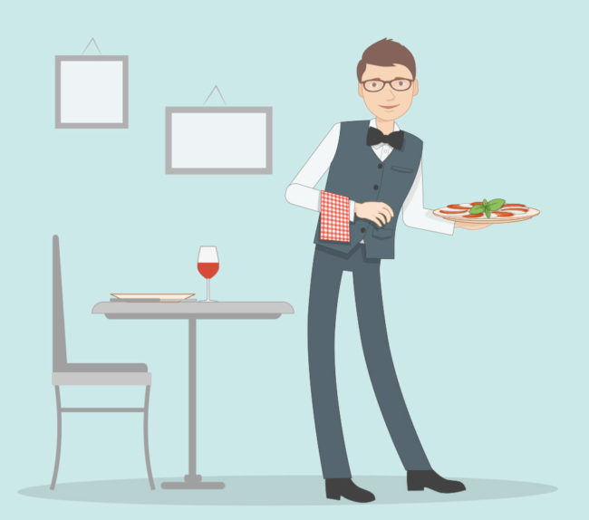 illustration pour l'HOTELLERIE homme quii est en service dans un restaurant