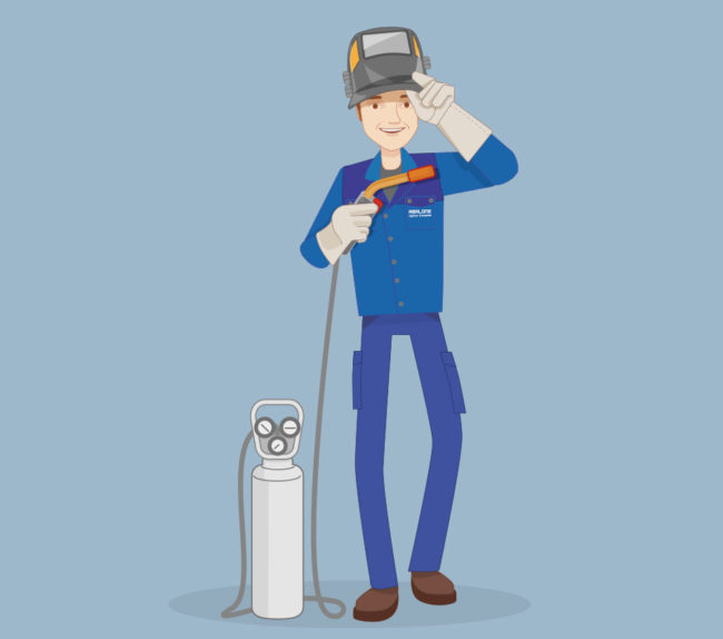 illustration vectorielle d'un soudeur en action pour représenter l'INDUSTRIE