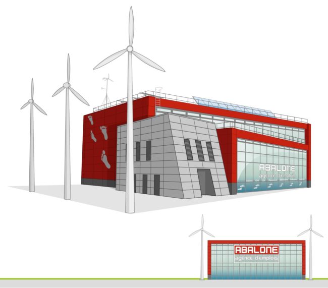 illustration vectorielle du batiment abalone en perspective