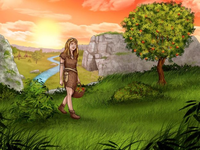 illustration de jeune femme pour saulges musee de la préhistoire