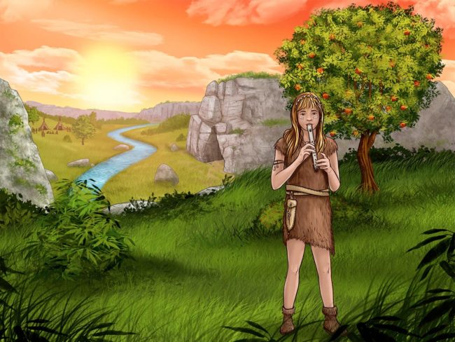 illustration de femme préhistorique pour saulges musee de la prehistoire