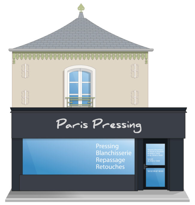 vue d'une rue avec vitrine de magasin