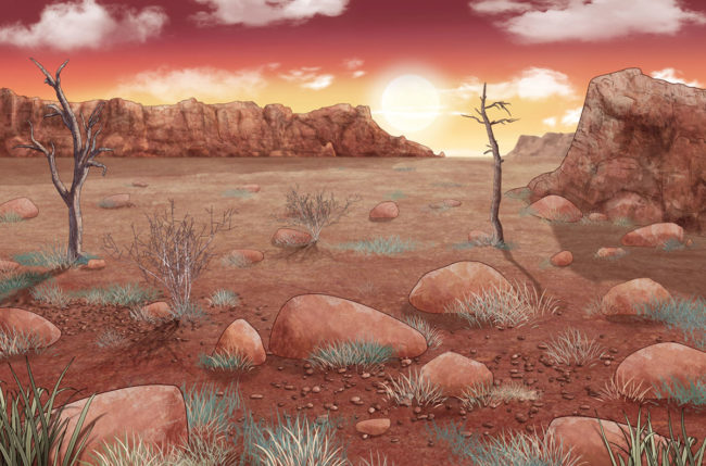 dessin décor pour pokemon desert-au-coucher-du-soleil