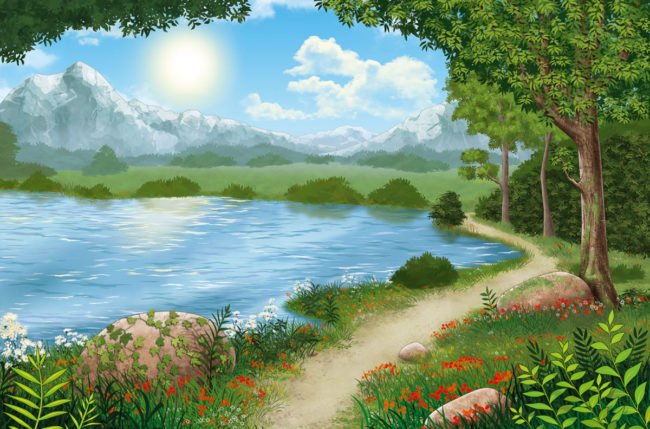 dessin décor pour pokemon lac-et-foret