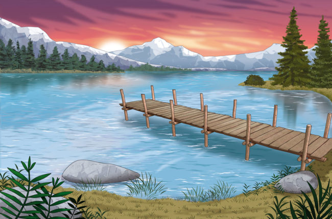 dessin décor pour pokemon lac ponton