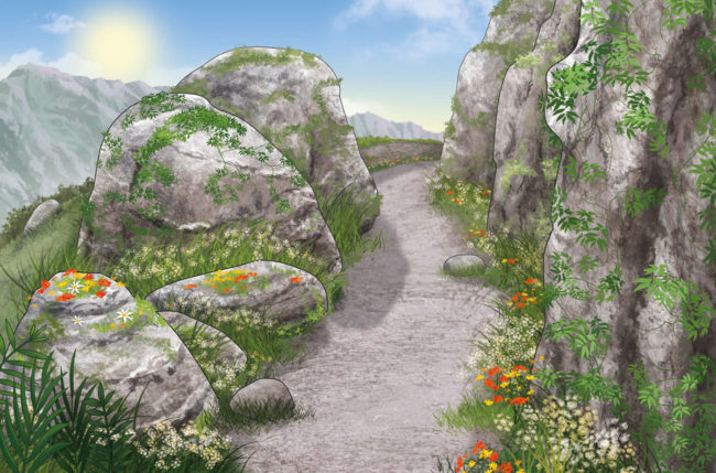 dessin décor pour pokemon un-chemin-de-montagne